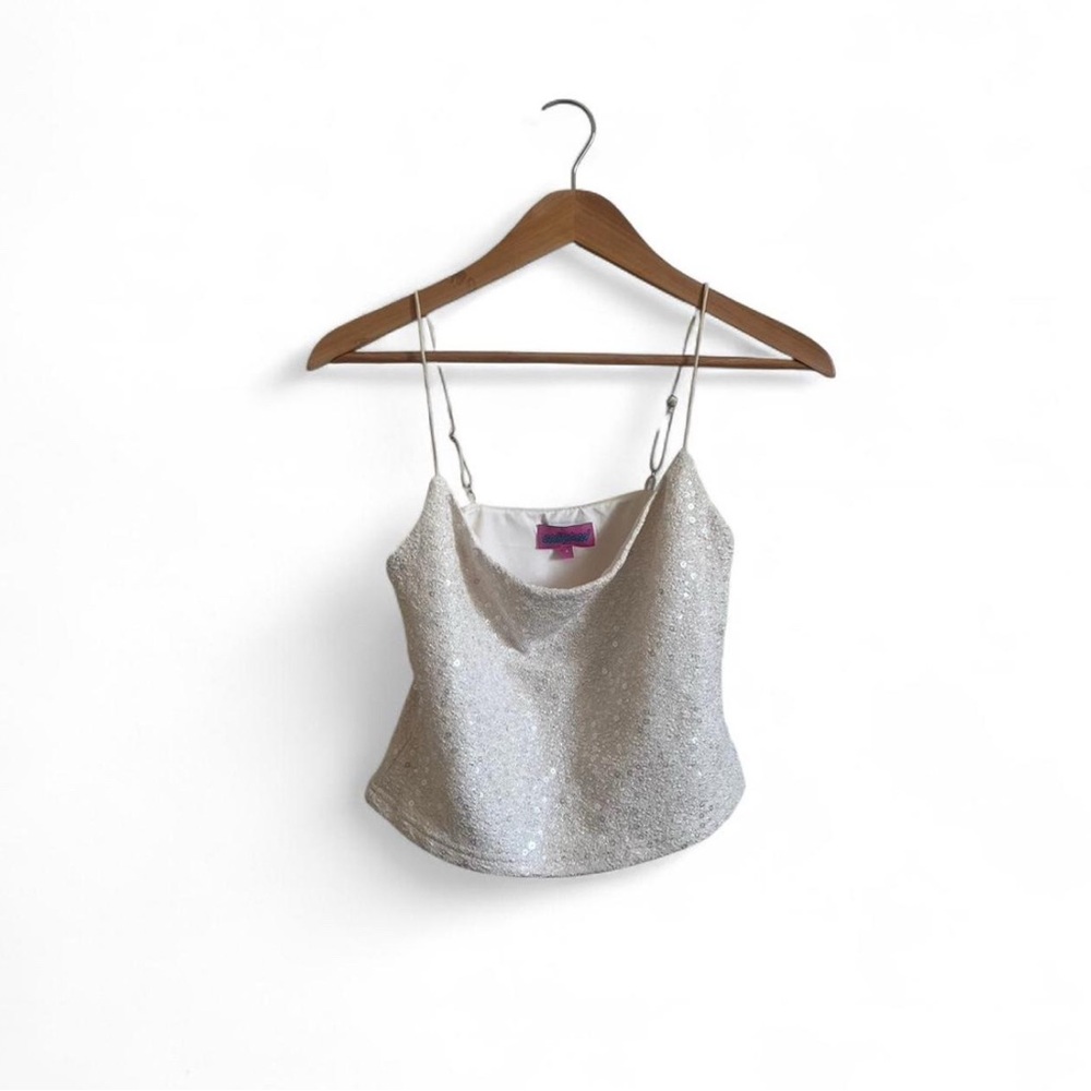 Edikted White Sparkle Crop Top / Camisole
